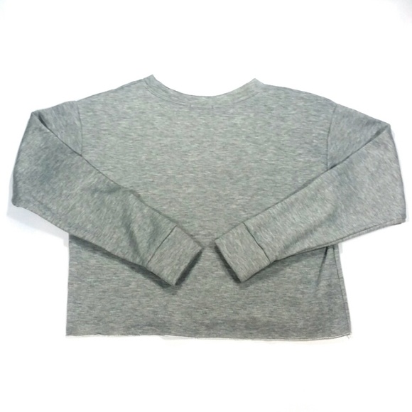 Knit Riot No Sweat Cropped Gray Sweatshirt M W204 - Picture 6 of 7